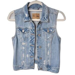 Hollister Denim Vest Distressed Light Wash  Size S